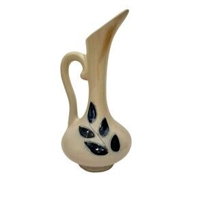 Handcrafted Salt Glazed Cobalt Blue Design Pitcher Vase Unmarked.